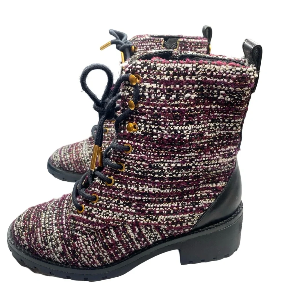 Tory Burch Multicolor Black Miller Tweed Boots Booties Woman’s  size 6 - Picture 4 of 9